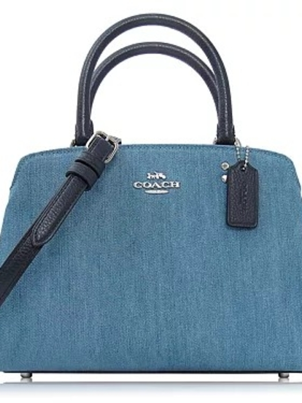 Coach Blue Denim Mia Satchel w/ Black Leather Trim EUC